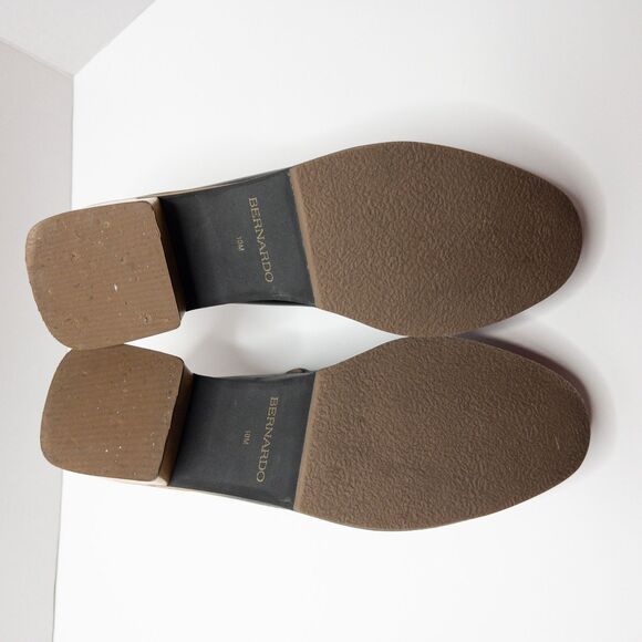 Bernardo Black Leather Block Heel Mules Slides Women’s 10M Square Toe Clogs - Picture 14 of 16